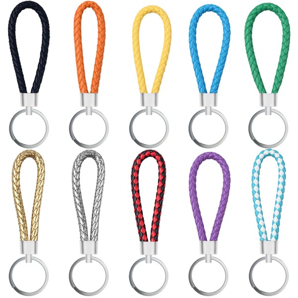 CUIDAKJ Pack of 10 leather car key rings, keychain, key