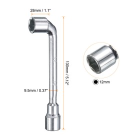 HARFINGTON L Shaped Angled Hex Socket Wrench 12mm 45# Steel Double Ended Metric 6 Point Tubular Socket Spanner for General Repairing, Pipeline, Bicycle Car Maintenance