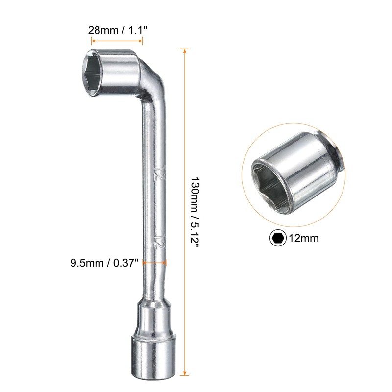HARFINGTON L Shaped Angled Hex Socket Wrench 12mm 45# Steel