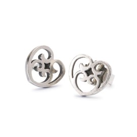 Trollbeads Silver Earring from the Heart Stud Earrings, Silver, no gem
