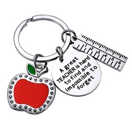 BESPMOSP Teacher Appreciation Keychain Teacher's Day Birthday Graduation Thank You Jewelry Best Friend Keyring (A great teacher)