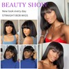 SAKALAKA Bob Wig with Bangs Human Hair 180 Density 3x1