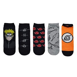 Naruto Shippuden Socks Cosplay (5 Pair) - (1 Size) Akatsuki Socks Low Cut Naruto Anime Socks Women & Men's