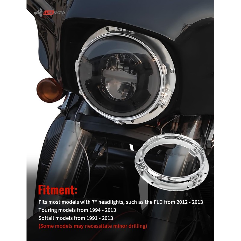 7 Inch Round Headlight Bracket for Harley, Chrome Motocycle Headlight