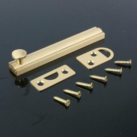 SUPERTOOL Surface Latch, 1PC Brass Door Bolt Unrust Simple Barrel Bolt Lock for Room,Window Locks,Toilet Gate and Shed Doors(76mmx15mm Brushed Gold)