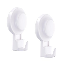 JOMOLA Suction Cup Hooks for Shower Wall Towel Suction Hooks Bathroom Heavy Duty Towel Holder Vacuum Suction Shower Hooks for Wreath Wall Hanger for Shower Door Glass Bathroom Kitchen White 2Pcs