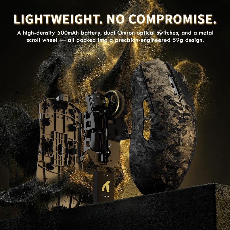 ATTACK SHARK X11ULTRA Carbon Fiber Wireless Esports Gaming Mouse,8k Polling,42000DPI,PAW3950MAX