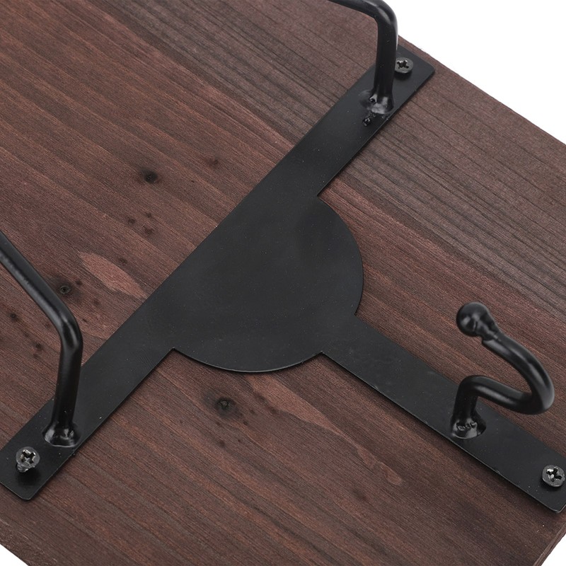 Motorcycle Helmet Rack with Jacket Hook Wood and Iron Wall