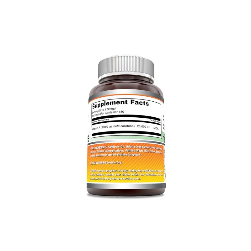 amazing nutrition Amazing Formulas Beta Carotene 25000 IU 180 Softgel