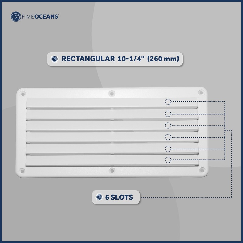 Five Oceans FO590-M2 Rectangular Boat Marine Louvered Ventilators, White Durable