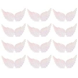 NUOBESTY Pack of 12 angel wings fabric wings patches for DIY craft hair jewellery (pink)
