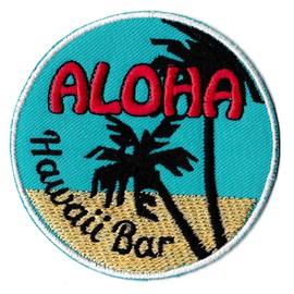 Aloha Hawaii Bar Patch Embroidered Round Iron On Patch