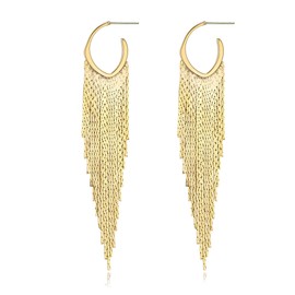 FANZE Tassel Earrings for Women Gold Statement Dangle Drop Fringe Earring Trendy Fashion Jewelry Gift for Wedding Party Prom Cocktail Chrismas Valentine Thanksgiving
