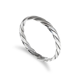 Sterling Silver 2mm Twisted Pattern Stacking Ring Size S (I - U Available)