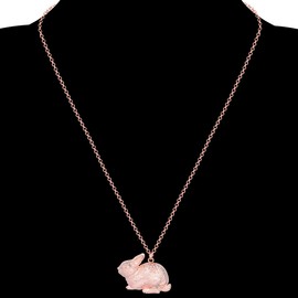 WEVENI Alloy Antique Gold Silver Plated Easter Bunny rabbit Necklace Pet Pendant Jewelry For Women Girls Gift (Pink)
