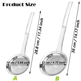 Aiareozy 12 cm Skimmer Stainless Steel Fine Skimmer Stainless Steel Mesh Strainer Stainless Steel Strainer Kitchen Frying Trowel Spider Strainer Ladle for Kitchen Cooking and Frying, Filter Flour