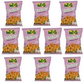 Lam's Tostones Garlic, No Trans Fat, Gluten Free, 10 x 4 oz, Smashed Plantain Chunks, Thin and Crispy (Pack of 10, Garlic)