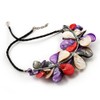 Avalaya Multicoloured Shell-Composite Faux Leather Cord Necklace/ 44cm L