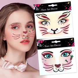 Face Tattoo Carnival Face Tattoo Carnival Tattoo Face Pack of 2 Stickers Face Carnival Face Art Sticker Fancy Dress Sticker Face Tattoo Glitter