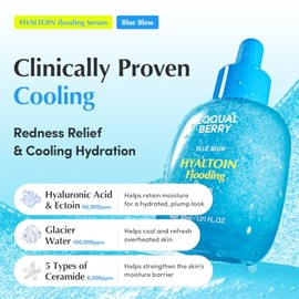 EQQUALBERRY Hyaltoin Flooding Smoothie Serum - Cuidado de la piel coreano de hidratación profunda con 11 ácidos hialurónicos, ectoína y agua glaciar, 