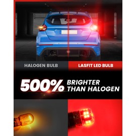 LASFIT L2 3157 LED Brake Bulbs, 2024 Upgraded Super Bright Red Tail Lights Brake Lights, 3056 3057 3156 4057 4157 3457 Replacement with Projector Lens, Stop Parking Light, 2pcs