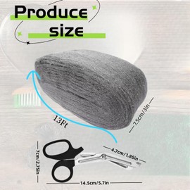 Steel Wool for Mice Control,3 Pack 3.1 in ×13.13 ft Steel Wool Mice Control and Gap Filler, Wall Hole Gap Filler Kit for Home & Garage, Stone polishing, Cleaning (Included Scissors)