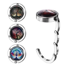 Cupimatch Tree of Life Purse Hook: 3-Pack Decorative Purse Hanger with Magnetic Base for Table, Handbag Holder for Women (Gold/Silver/Rose Gold)