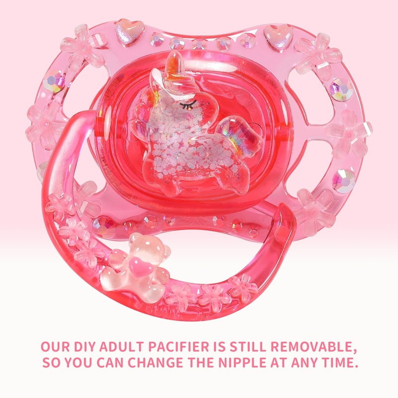 CutiePlusU Adult Sized Pacifier Dummy for Adult DIY Handmade-Unicorn Crystal