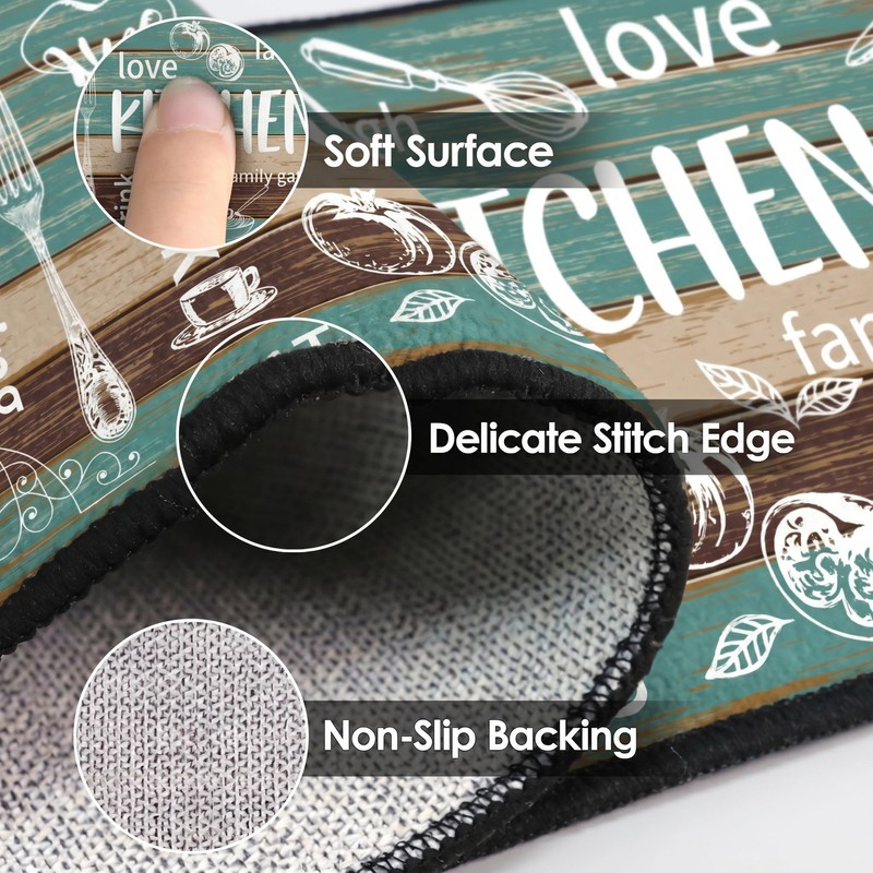Nesphy Kitchen Rugs Sets of 3, Non Slip Washable Mats