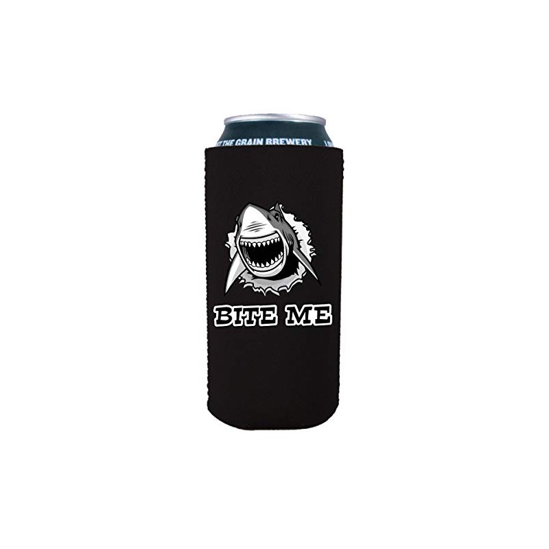 Bite Me Shark 16 oz. Can Coolie (Black, 1)
