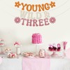 Young Wild & Three Banner - Three Groovy Birthday Decor,