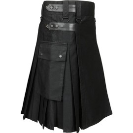 Scottish Designer Men 's Black Utility Kilt (Belly Button Measurements 50)