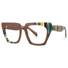 VOOGLAM Square Blue Light Glasses for Women Anti Eyestrain Dry Eyes Computer Phone TV Eyeglasses Sanna GWA081343-05 Brown