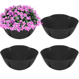 HKZ Hanging Planter Basket Liners - 4 Pack 12 Inch Round Fabric Liners for Hanging Baskets, Replacement Coco Fiber Liner, Durable Non-Woven Liners for Hanging Baskets Planters Flowers, Plants (Black)