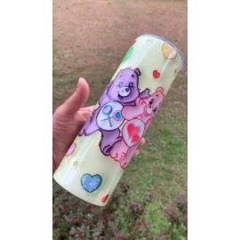 Handmade Care Bears Tumbler 20oz Cup Mug Hot Cold Drinks w/ Lid Straw Stainless
