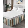Rustic Striped Wrap Around Bed Skirt Queen Size Blue Beige