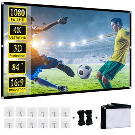 Yingstar Portable Projector Screen 84 Inch Projection Screens Outdoor Projector Screen Garden Outdoor Movie Cinema Screen 16:9 HD Foldable Projector Screen Home Camping Theater TV Projector Screen