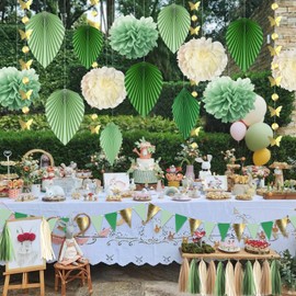 YBwanli Baby party decoration shower, birthday decoration women young man, garden party decoration, pompoms decoration, gender reveal, forest decoration, garland decoration green, lanterns wedding,
