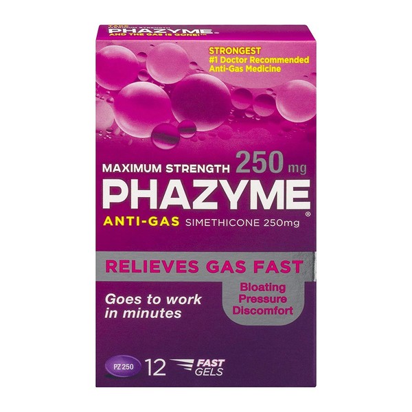 Phazyme Anti-Gas Softgels Maximum Strength - 12 gels, Pack of 3
