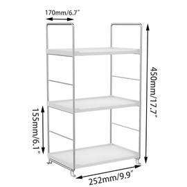3-Tier Bathroom Countertop Organizer -Makeup Organizer -Corner Storage Shelf- Kitchen Spice Rack Standing Shelf-Great for Vanity, Bathroom, Bedroom, Kitchen (Silver & White)