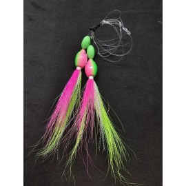 M3Tackle Hi-Lo Floating Bucktails 30 lb Fishing Rig 2 Hooks Bait  Teasers Fluke Sea Bass