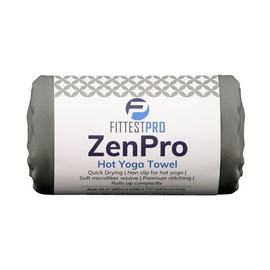 Fittest Pro Non-Slip Hot Yoga Towel with Super-Absorbent Soft Suede Microfiber in Many Colors, for Bikram Pilates and Yoga Mats. (72.00 x 26.50) Nimbus Grey