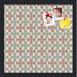 PinPix Decorative pin Cork Bulletin Board Made from Canvas, Abstract Pattern Printed at 16x16 Inches and Framed in Satin Black (PinPix-558)