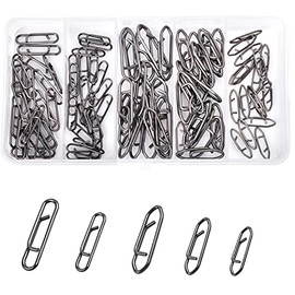 AGOOL Fishing Power Clips - 90pcs Fishing Lure Clips Snap Stainless Steel Fishing Quick Clips Speed Clips Easy Fast Lure Change Connector for Freshwater Saltwater Line Leader Wire
