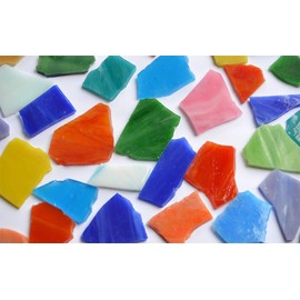 Tiffany Glass Pieces Approx. 1-5 cm Unprocessed Irregular Surface Break Mosaic 200 g Approx. 35 Pieces