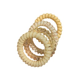 4Pcs Spiral Hair Band, Coil Elastic Band, Non-Damaging Hair Band Suitable for Thick Hair, Traceless No-Damage Ponytail Holders, Made of Telephone Wire Plastic, Suitable for Ladies and Girls（4 yellow）