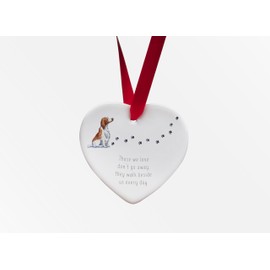 Image Industry Welsh Springer Walk Beside Us Ceramic Heart - Dog Memorial - Memorial Gift - Hanging Decoration