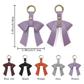 Fuerxy Bow Bag Charm, Cute Bow Keychain for Purse Handbags Bag Tote Bag Accessories PU Key Charm (Orange)
