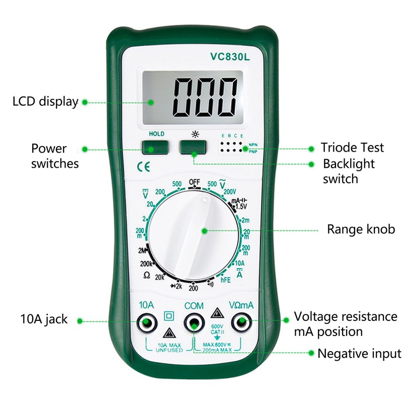Digital Multimeter Pocket Mini Electrical Tester for Voltage Current Resistance