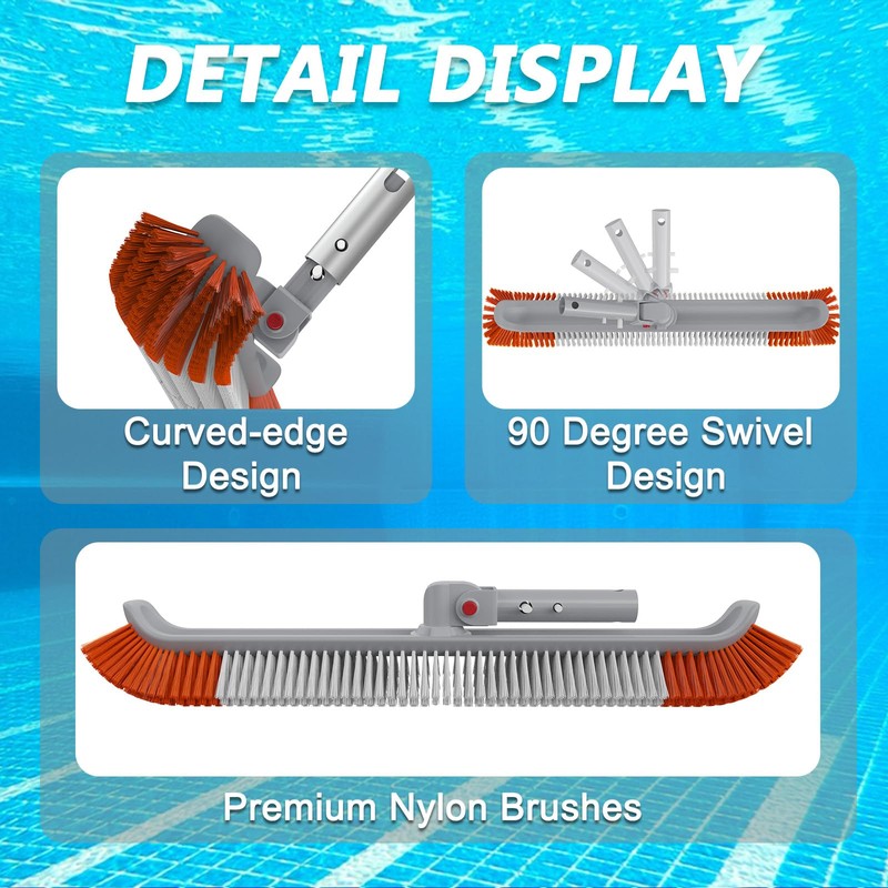 SKGPOLE 16FT Swimming Pool Pole with Brush, Upgraded Pool Pole